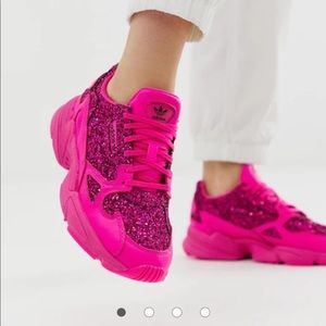 Adidas Premium Pink Glitter Falcon Sneakers
